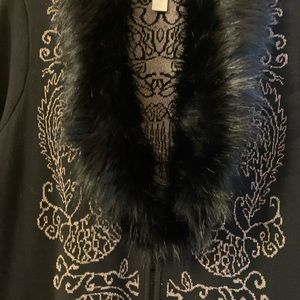 Chico’s sweater faux fur collar pant length